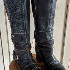 Freebird Black Leather Strap Boots